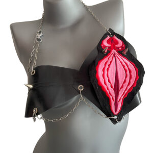 LATEX BRA WITH FLOWER PATCH