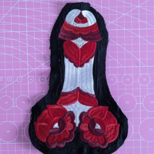 SEW-ON PATCH WITH PENIS FLOWER EMBROIDERY