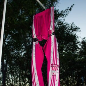 PINK REWORKED SWEATPANTS L