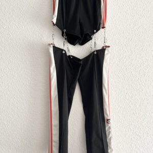 BLACK-RED REWORKED SWEATPANTS