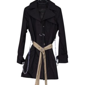 BLACK TRENCH COAT W CHAINS S-M