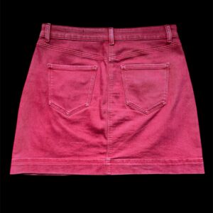 RED DENIM SKIRT W DICK FLOWERS L
