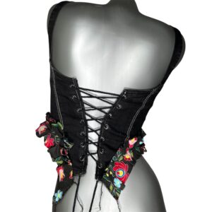 BLACK BLEACHED DENIM CORSET XS-S
